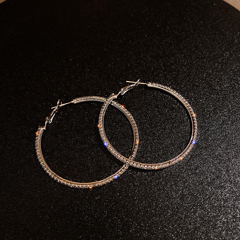 European and American silver needle simple zircon earrings exaggerated personality design earrings high-end versatile temperament earrings