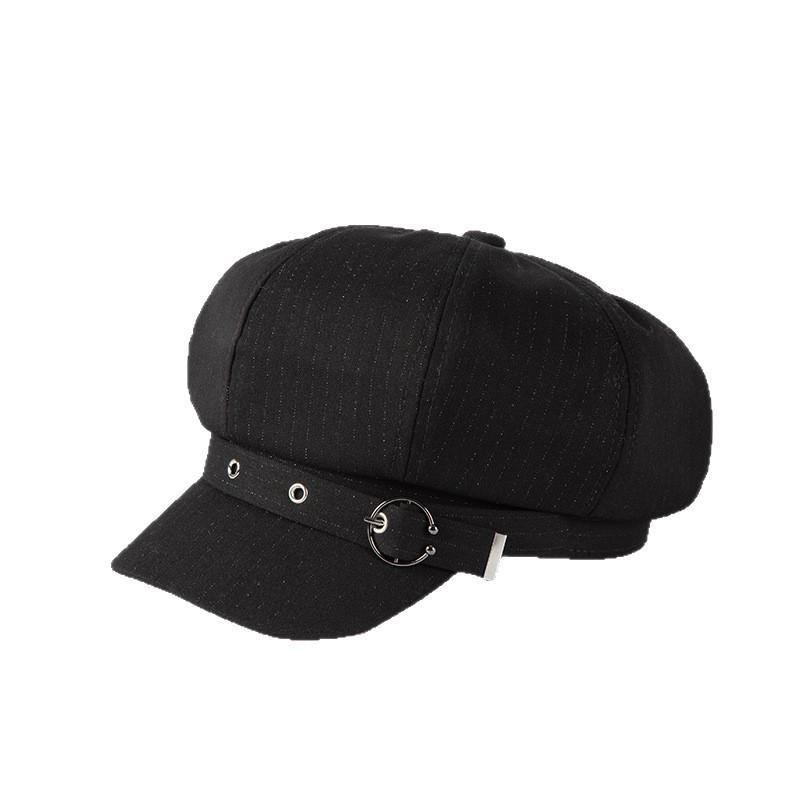 Damen-Barett im koreanischen Stil: Trendiger Retro Schwarzer Maler- und Schiebermützenhut für Herbst/Winter