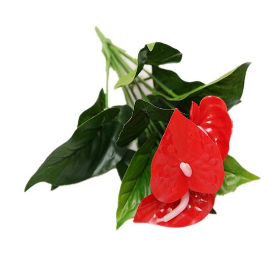1ks 3 hlavy 9 listů Umělá rostlina Anthurium květina Domácí kancelář Zahrada Dekor