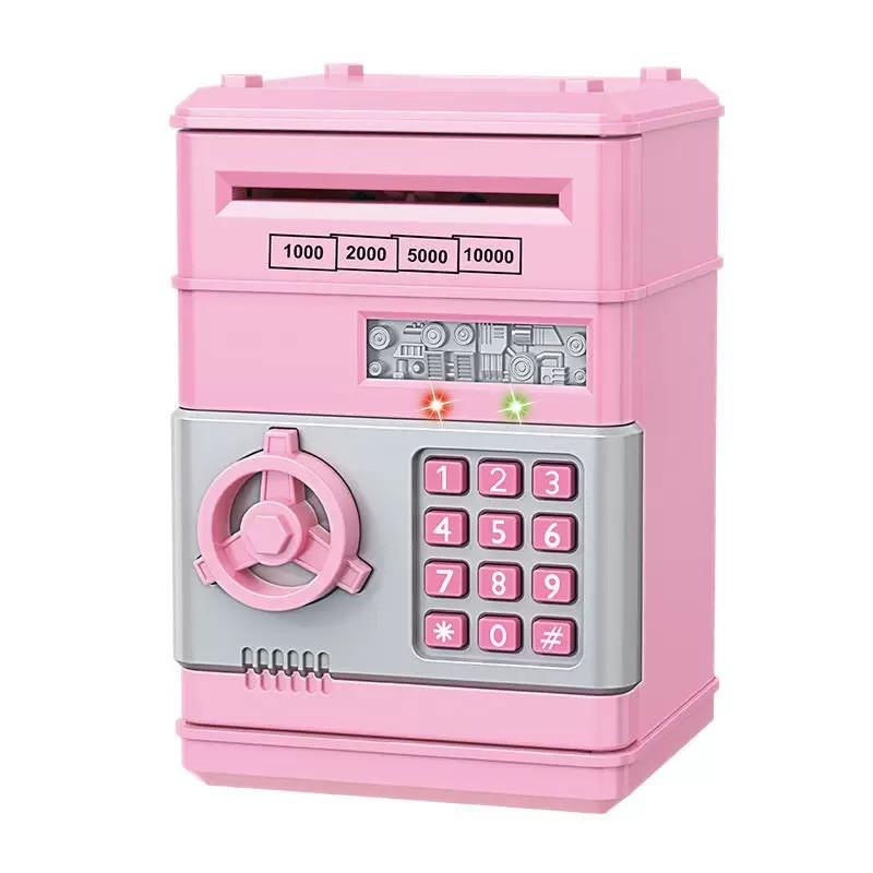 Kids Coin Saving Bank With Password Lock Large Capacity Drop-Resistant Smart ATM Style Piggy Children