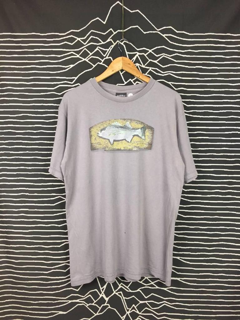 Vtg 90s Woolrich Outdoor Striped Bass Made In Usa Tee Size M