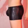Männer Kunstleder Unterwäsche Mittelhohe 3D U-konvexe Schlange Leopardenmuster Shorts Höschen Dehnbare Skinny Shorts Slips