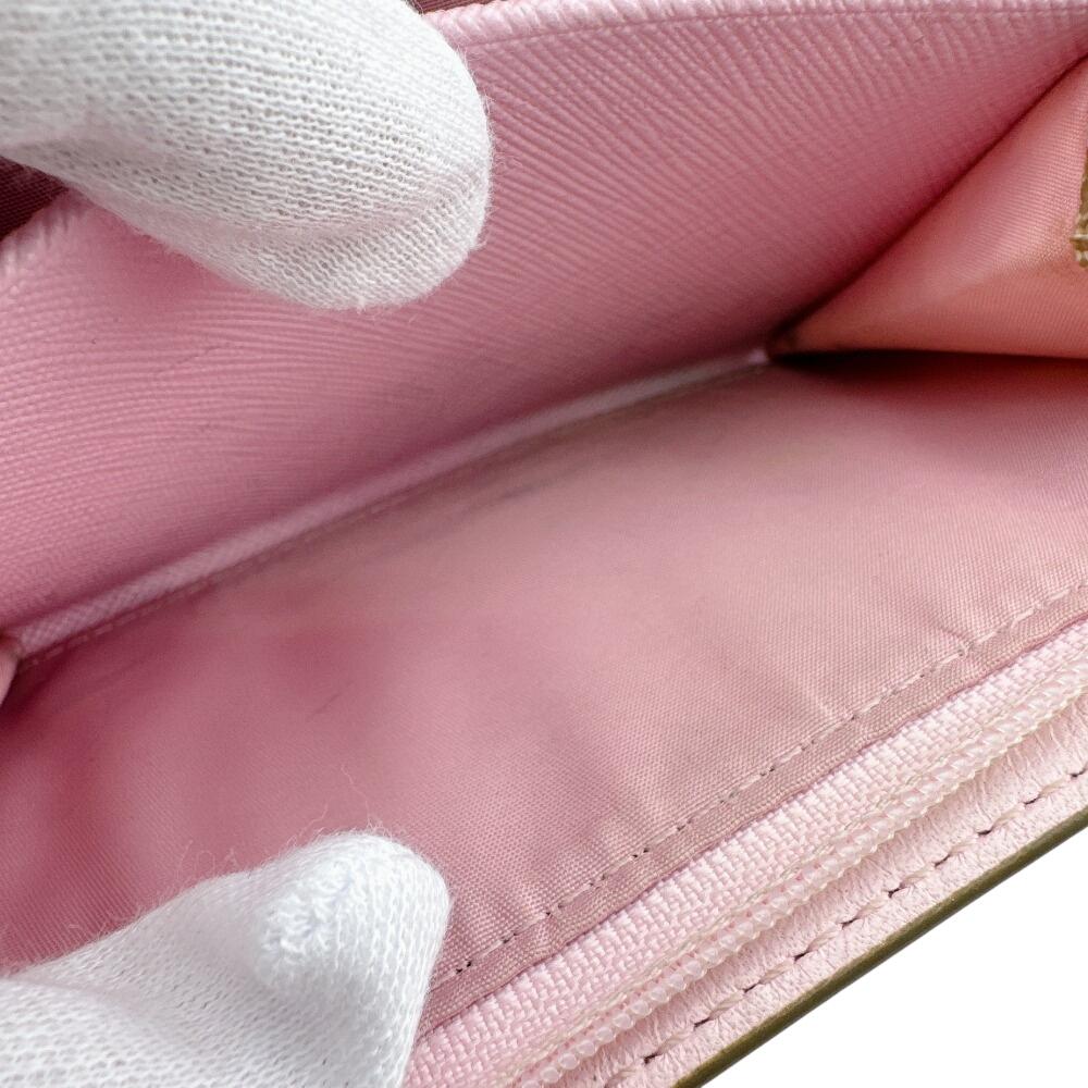 COACH compact Op art PVC Bifold Wallet beige PVC Used
