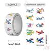 500Pcs/Roll Cartoon Airplanes Kids Rewards Stickers - DIY Scrapbooks Album Decor Sealing Label Decals