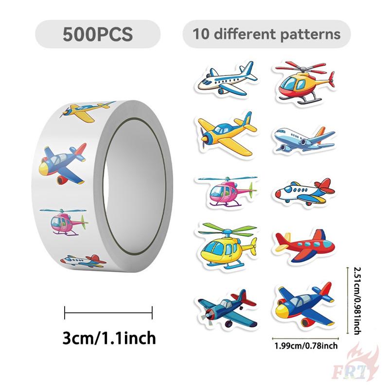 500Pcs/Roll Cartoon Airplanes Kids Rewards Stickers - DIY Scrapbooks Album Decor Sealing Label Decals