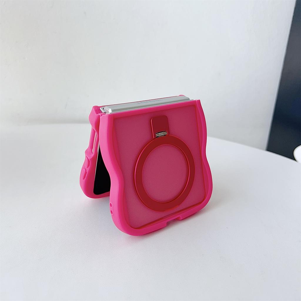 For Samsung Galaxy Z Flip7 5G Magnetic Case Kickstand Skin-Touch Wave Edge TPU+PC Phone Cover