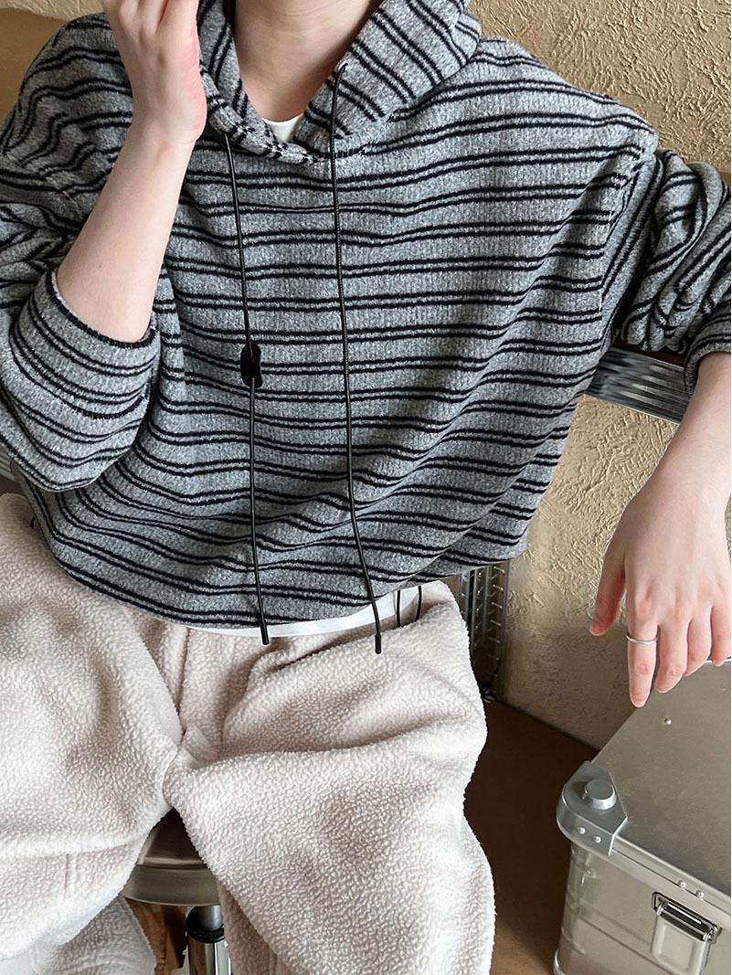 

Женская толстовка с капюшоном Luxi Winter 2024 в полоску - плюс бархат, утолщенный повседневный топ Large