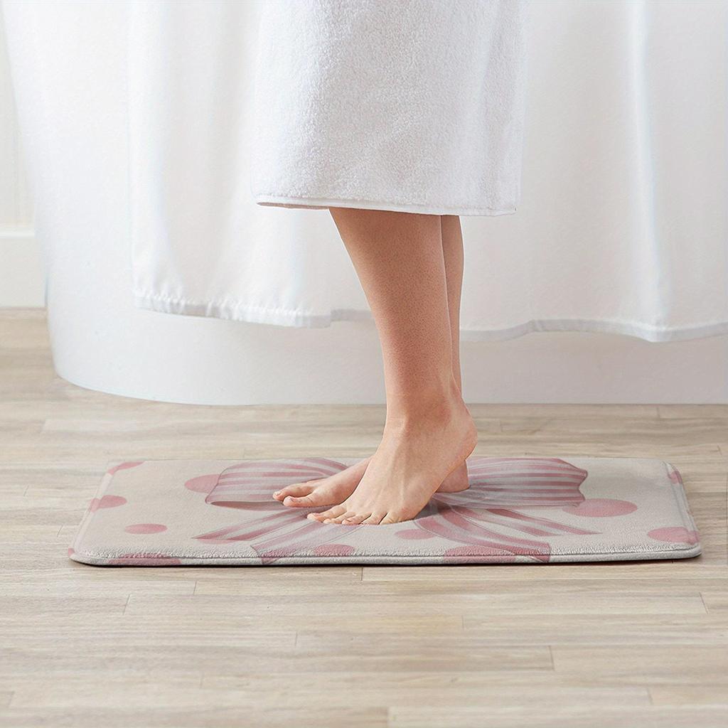 1PC Hiar bow Pattern Kitchen Rug Non-Slip Door Mat Pop design Bathroom Rug Bath Mat Carpet for Home Sink Laundry Decoreeree