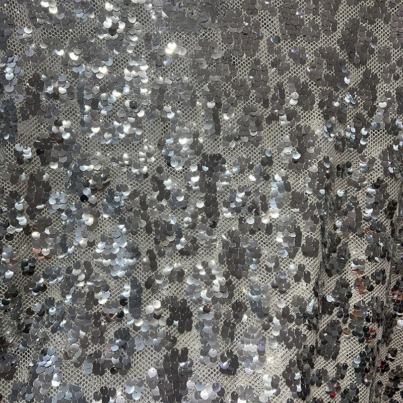 1/3Yard Gradient Full Shiny Sequin Fabric Embroidered Netting Material for Wedding Dresses Evening Gowns Cheongsam Sequin Fabric