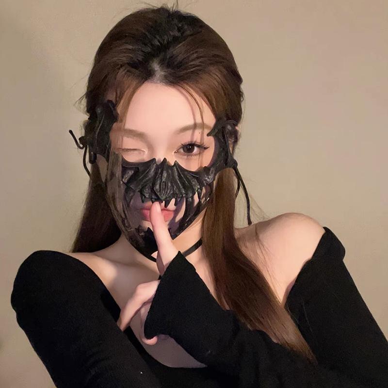 1 Pc Halloween Mask Half-face Mask Cos Dragon God Fierce Tiger Night Fork Tengu Man Wolf Mask Performance Skull Masks