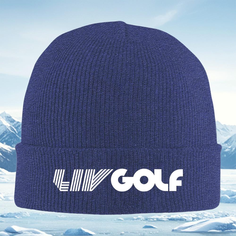 

White letters golf logo on black. Men Women Unisex Knitted Hat Beanie Pullover Cap Winter Thermal Warm Christmas Outdoor Cycling