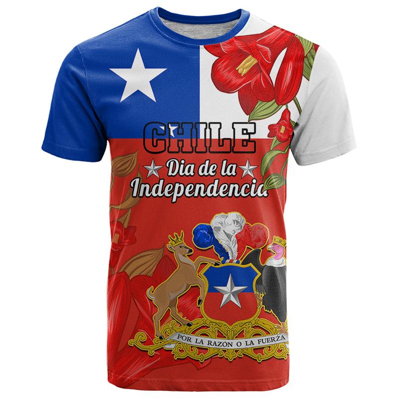 Chile 3D Printing T Shirt Man Summer O-Neck Short Sleeve Oversized Top Casual