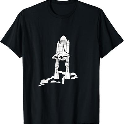 Space Shuttle T-Shirt. Spaceship Mars Rocket Tee