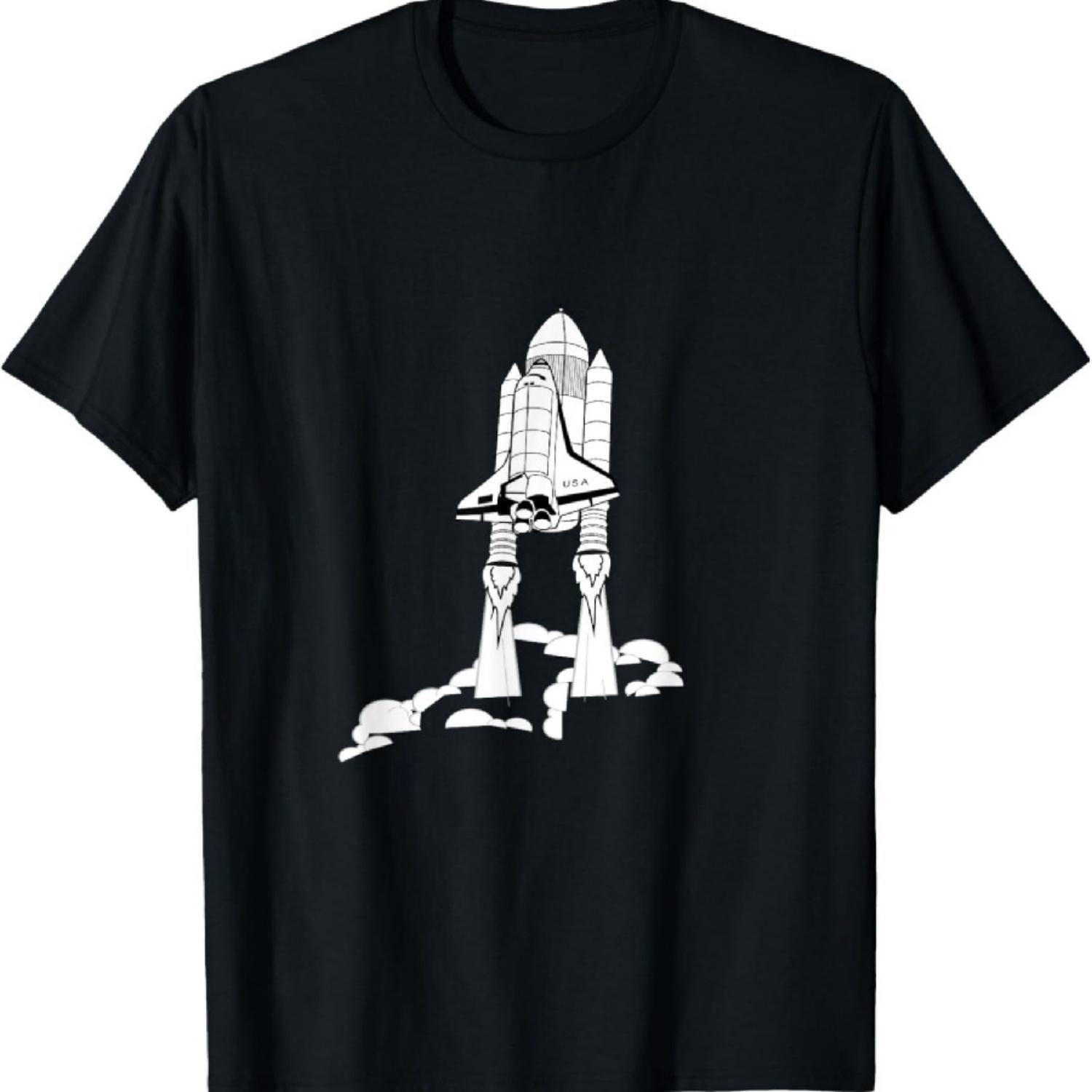 

Space Shuttle T-Shirt. Spaceship Mars Rocket Tee XXXXXL чорний