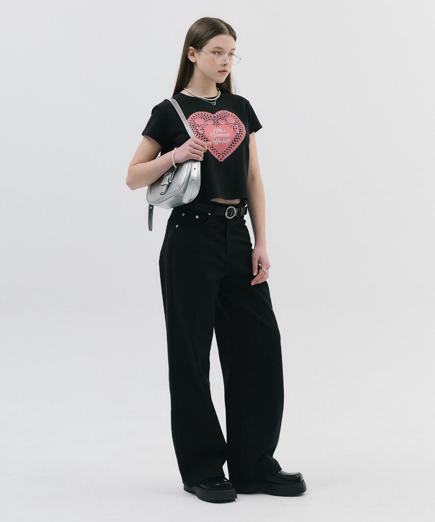 Damiswi Lace Heart T-Shirt_Black