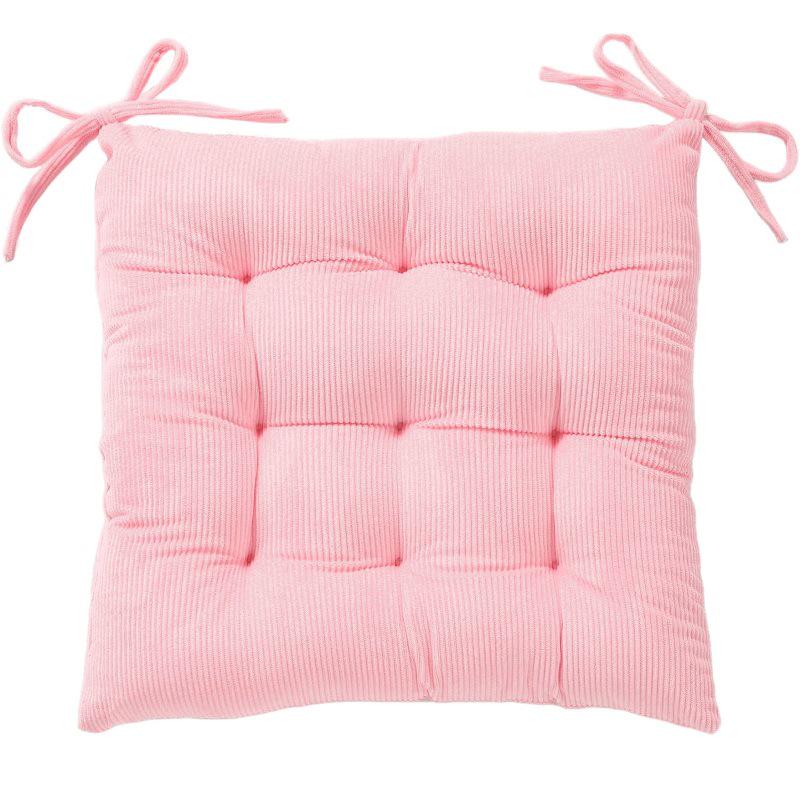Warm Corduroy Strap Chair Cushion - Solid Color, Comfortable Chair Pad for Autumn and Winter