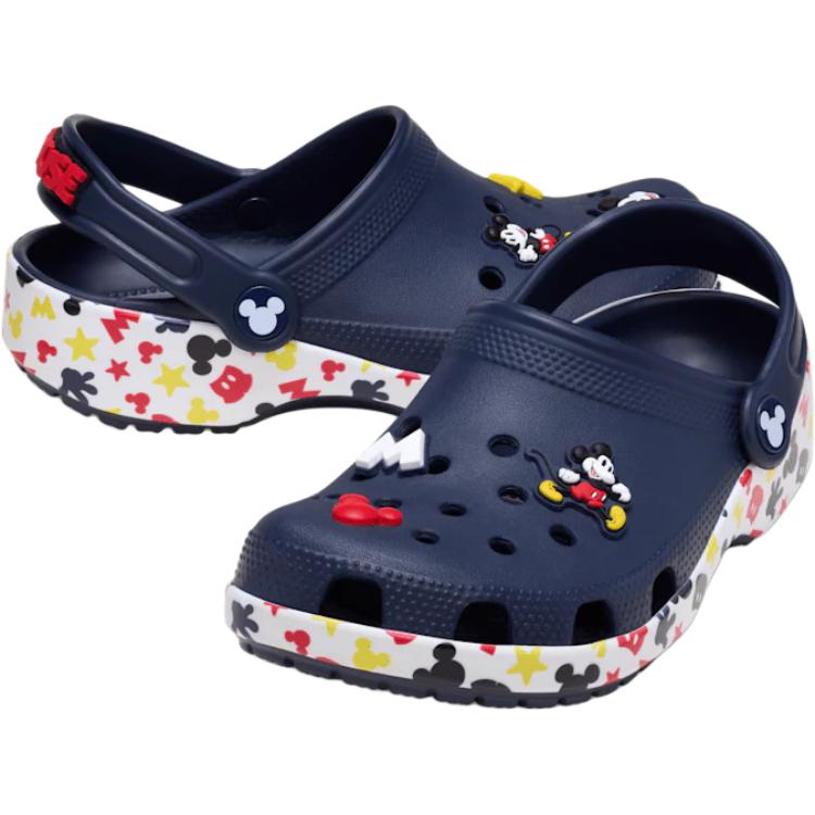 Crocs Kids Mickey Mouse X  Classic Clog Friends Comfortable Versatile Non-Slip Durable Low-Top Casual Shoes Kids Clogs Deep-Blue 211148-90H