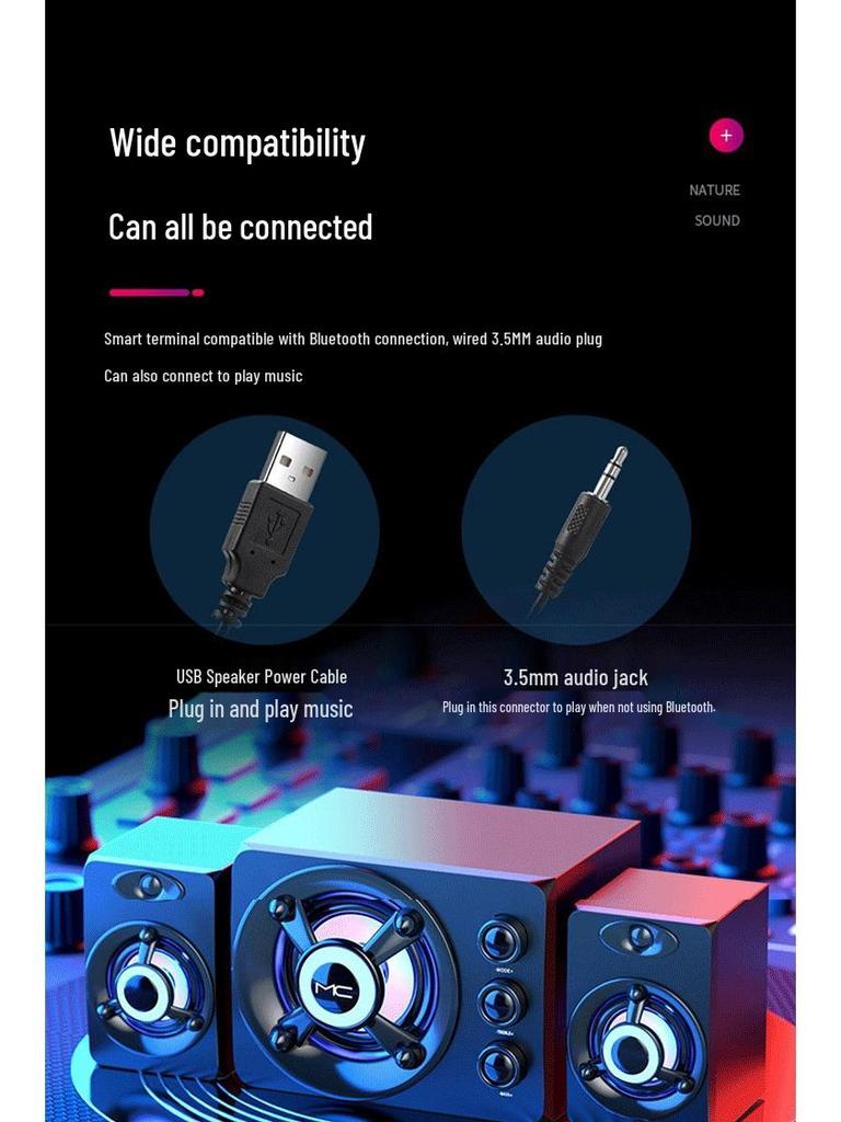 Universal Bluetooth Wired Desktop Speaker with Creative Design