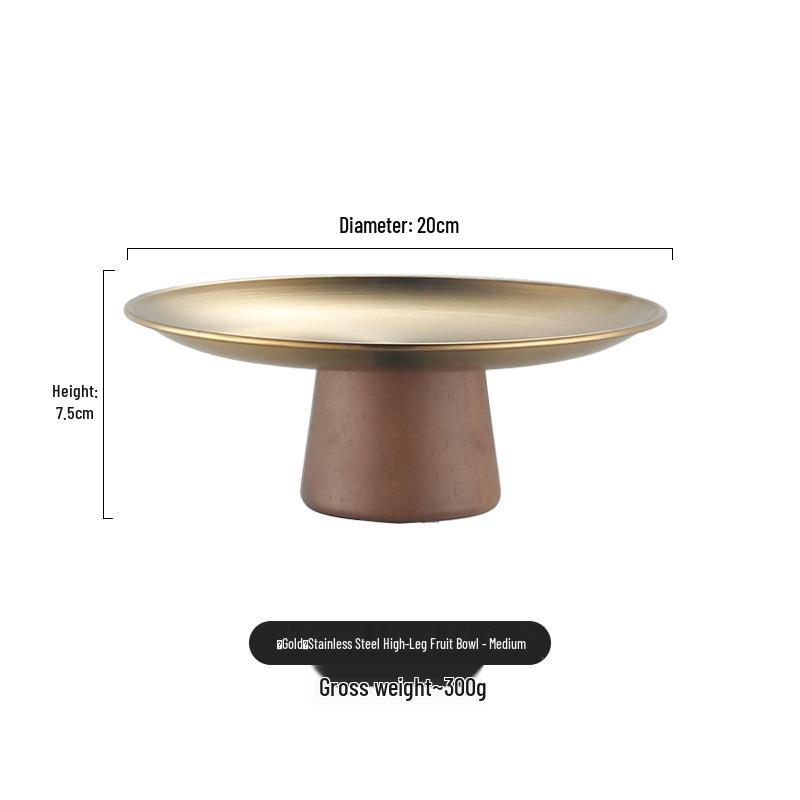 Acacia Stainless Steel Tall Fruit Bowl & Dessert Stand for Living Room