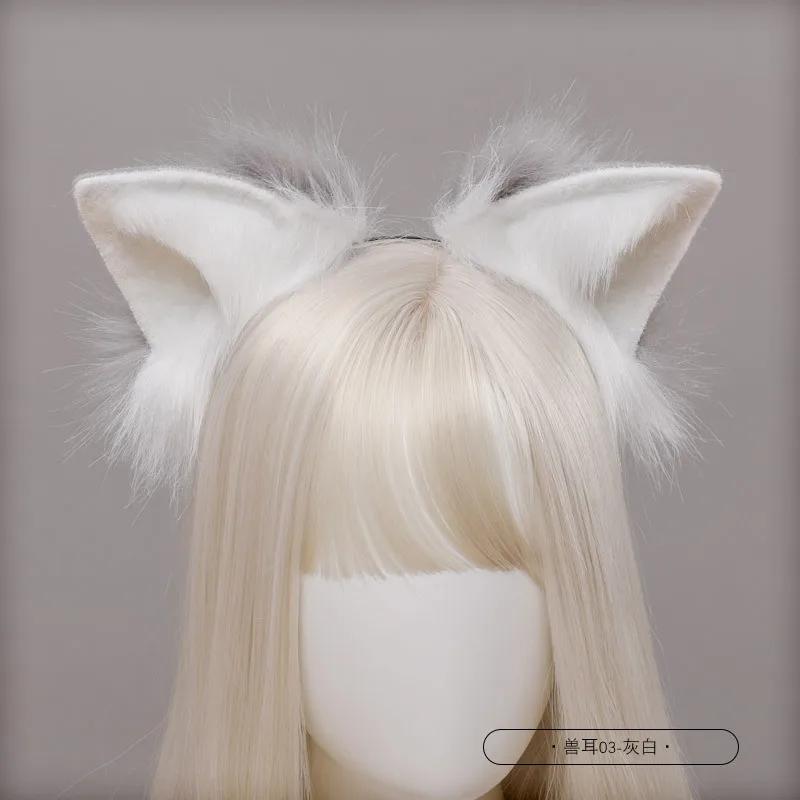 Halloween Red Wolf Fox Cat Ears Plush Hair Hoop Lolita Lovely Handmade Party Headdress Anime Cosplay Party Kawaii Accessories