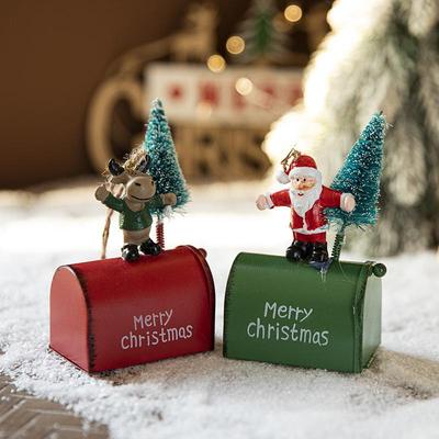New Christmas Wrought Iron Decoration Cottage Mailbox Hanging Decoration Window Display Pendant Home Decoration