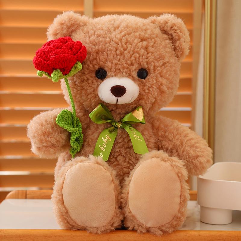 Qixi Festival Rose Bear Gift: Plush Teddy Bear Bouquet for Girlfriend s Birthday or Valentine s Day Gift Bag Only