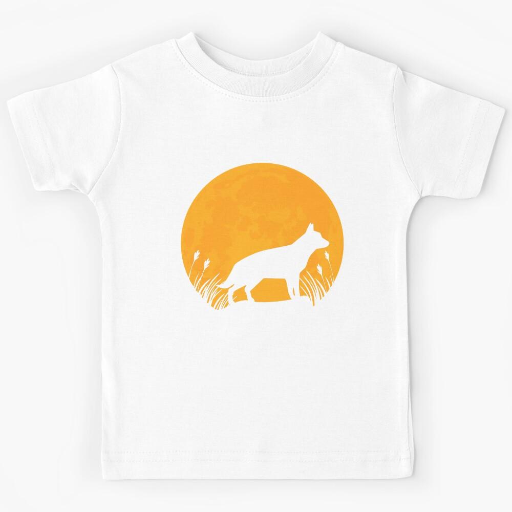 german shepherd Dog lover Silhouette in full moon gift Kids T-Shirt 140