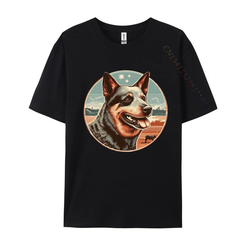 Vintage Australian Cattle Dog Tshirt Dog Lover Tshirt Animal Funny Pure Cotton Tee Shirts Adult Tops Tees