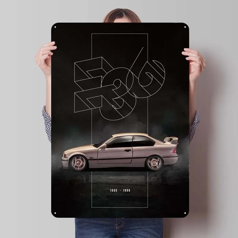 BMW Schild Oldtimer Poster Retro Metall Blechschild Plakette für Garagen Wandkunst Dekoration Kaffee Bar Vintage Heimdeko Artikel Zimmer