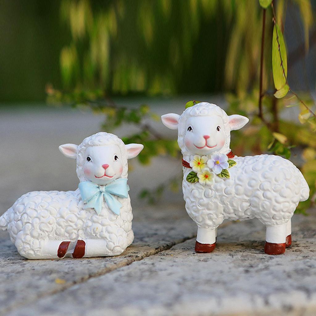 Sheep Statue Garden Accessories Flower Pot Decoration Decorative Craft DIY Gifts Landscape Ornament for Outdoor Flowerpot