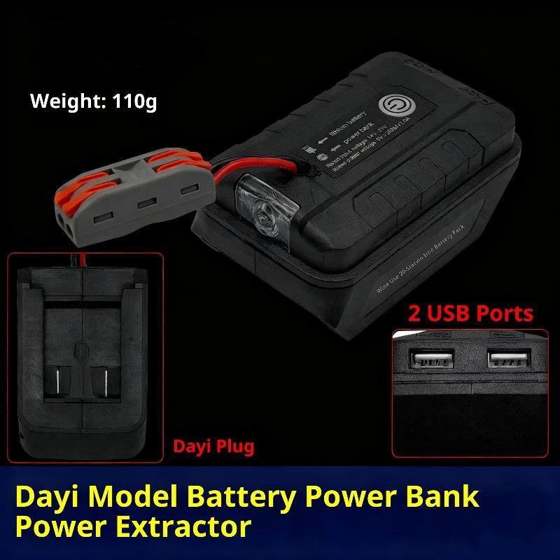 1 Peça Para Adaptador de Caixa de Bateria Li-Ion 18V Portas USB Duplas Power Bank Carregador de Telefone Lâmpada Conversora de Luz de Trabalho LED Lanterna