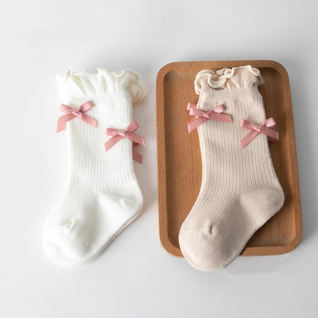 Cotton Newborn Baby Socks Spring Autumn High Quality Infant Toddler Mid-calf Sock Fashion Sweet Bowknot Princess Socks For Girls