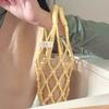 2Pcs Practical Woven Water Bottle Bags Hollow Out Portable Water Cup Mesh Bag Foldable Double Handle Net Bag Cup Cover Camping