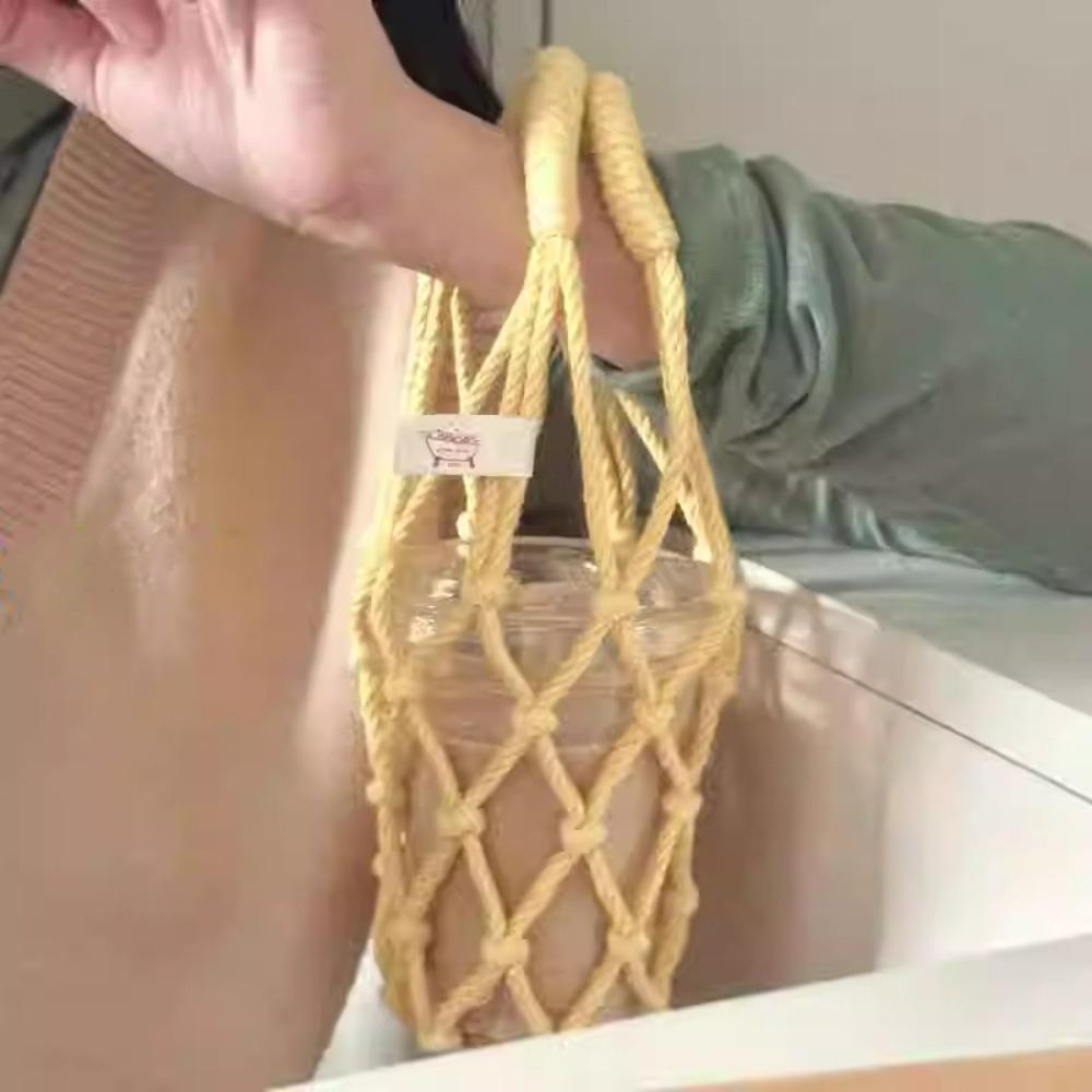 2Pcs Hollow Out Net Bag Cup Cover Woven Crochet Cup Holder Water Bottle Bags  Umbrella Storage