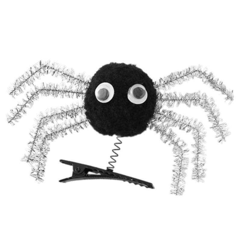1PC Halloween Spiders Hair Clip For Kids Spring Clip With 3D Design Lightweight Safe For Costume Party School Event серебряный
