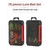 75/35pcs/Set Lure Boxed Soft Bait Perch Warbler Fish Worms Lure Threaded Curly Tail Maggot Bionic Bait Fake Baits Jig Head Hooks 260319