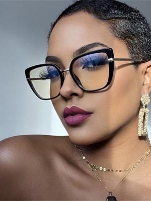 Nuevas Gafas Metálicas Ojo de Gato para Mujer Montura Cuadrada Color Degradado Óptica Gafas para Miopía Accesorios de Moda