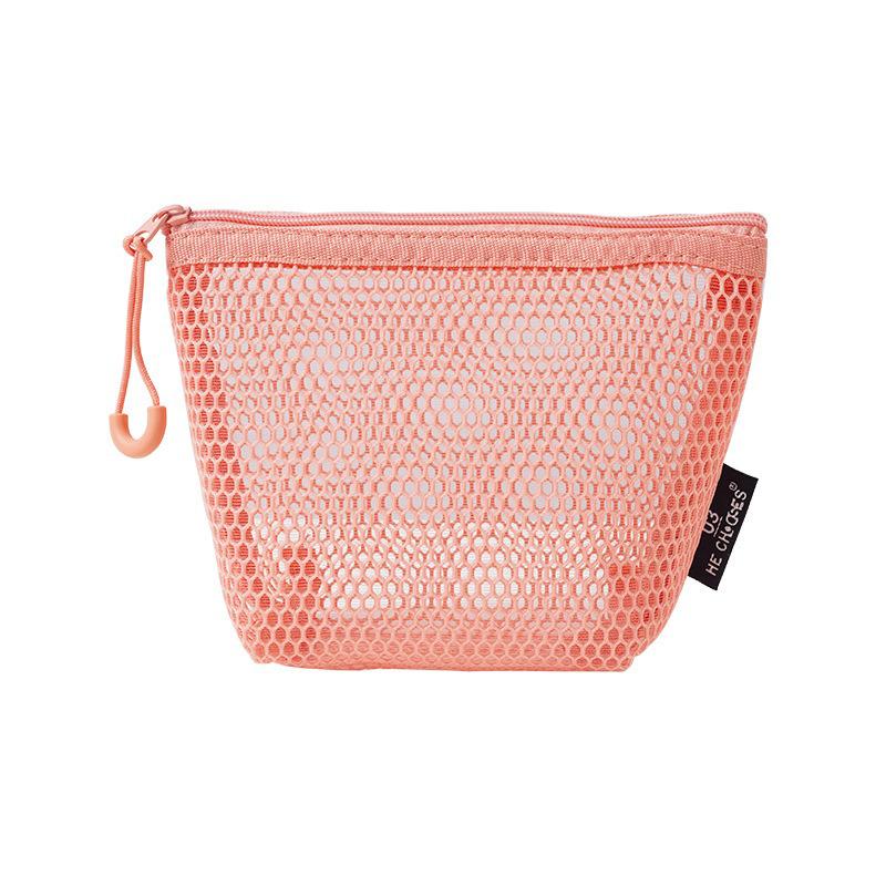 

Three-dimensional Triangular Mesh Storage Bag Large Capacity Portable Women s Miscellaneous Items Loose Change Eye Shadow Powder оранжевый