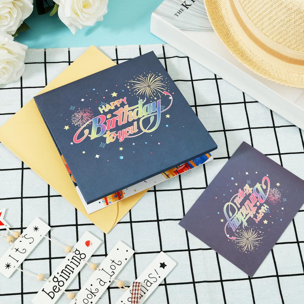 Karty urodzinowe Światła i dźwięk Pop-up Karta urodzinowa z fajerwerkami Karty urodzinowe z życzeniami 3D Pop-up 3D Pop-Up z kopertą