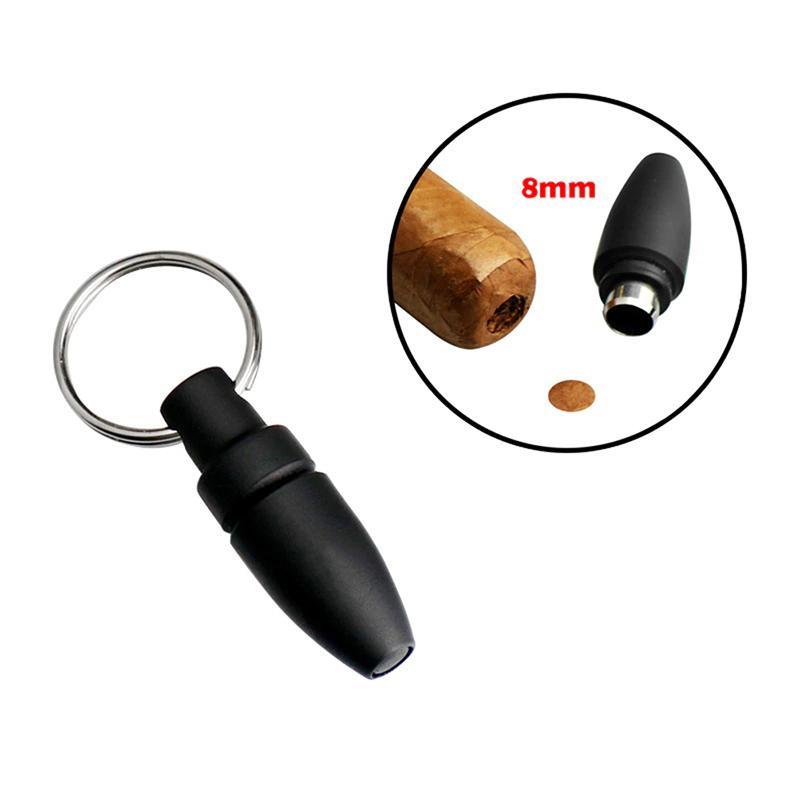 New With Key Ring Clip Rubber Portable Cigar Puncher Accessories Blade Cigar Cutter Drill Hole Pocket knife for Cigar Gadgets