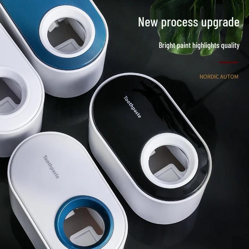 Automatic Wall-Mounted Toothpaste Dispenser Set with Lazy Toothbrush Holder - No Punching Needed, Includes New User Discount