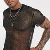 Sexy See Through Mesh Short Sleeve Men S T Shirt For Nightclub Party