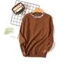 Autumn Winter Bead Pullover Sweater Women's O Neck Long Sleeve Solid Color Loose Knitwear Tops