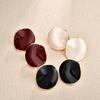French drip glaze pleated round stud earrings women's light luxury niche design high-end temperament earrings burgundy retro earrings