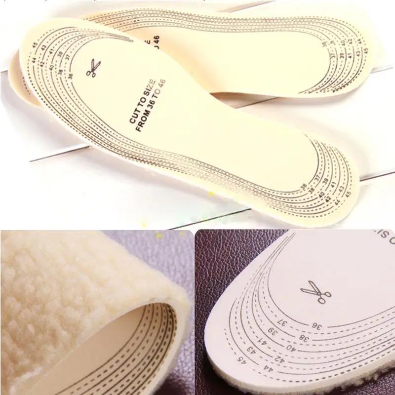 1 Pair Unisex Men Wemen Winter Warm Soft Wool Winter Shoe Insole Pad Size 36-46