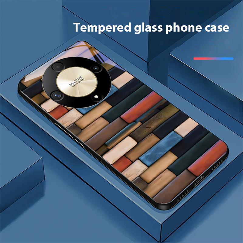

Colorful Wood Grain For Honor Magic 6 50 70 90 Lite X7b 200 Pro Nova 10 Nova 5T X6 P30 Pura 70 Ultra Tempered Glass Phone Case For honor X6