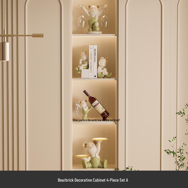 Luxurious Cream Style Red Wine Rack Ornament for Living Room or Entrance Cabinet