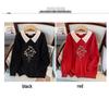 Plus Size Women's Winter Lapel Top - Slimming Long Sleeve Sweater Knitwear for Curvy Girls 200/300 Jin 8026