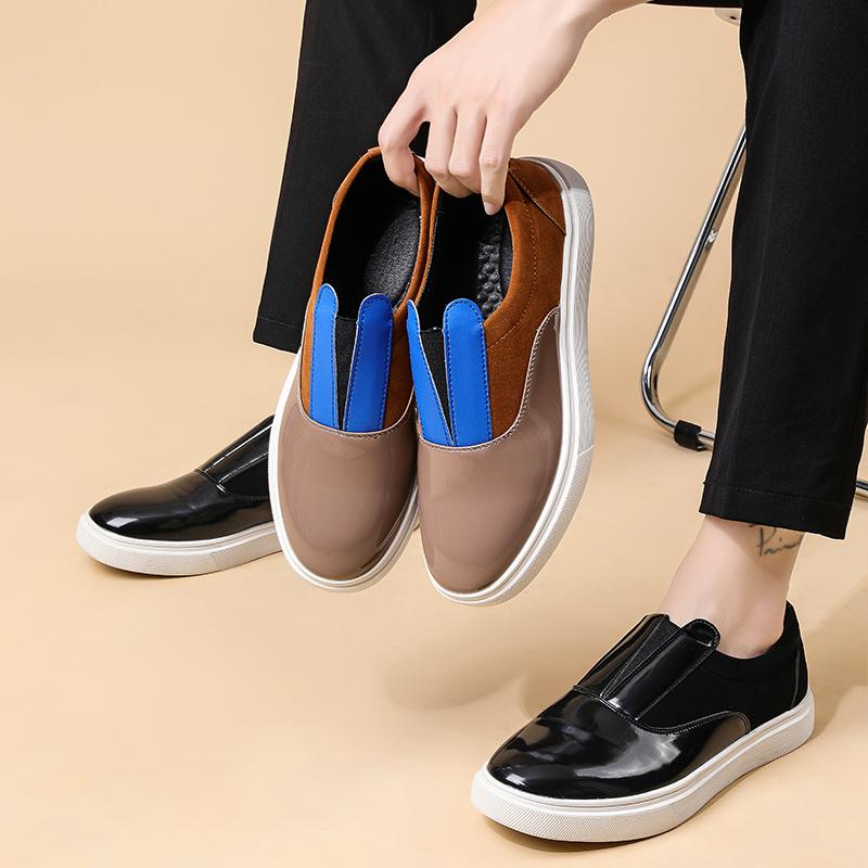 Fashion Slip on Outdoor Casual Shoes Low Top Lazy Shoes Non Slip Walking Loafers Moccasins for Male New Leisure Men Pu Leather Flats