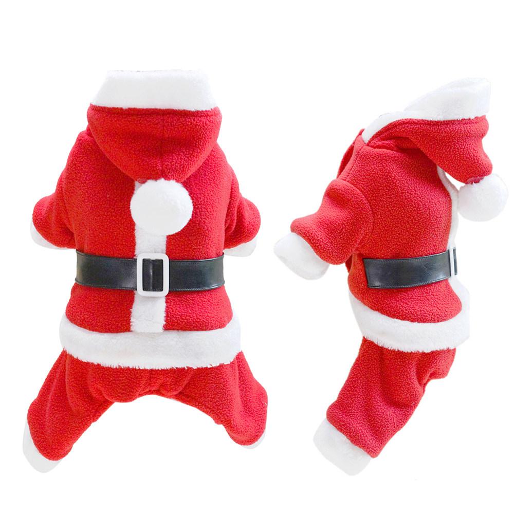 Pet Dog Clothes Santa Claus Design Size S Red Soft Breathable Christmas Costume Party Outfit Protective Dog Apparel